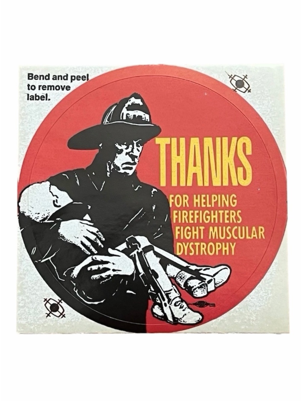 Vintage Firefighters For Muscular Dystrophy Thank You Sticker Decal 1990s